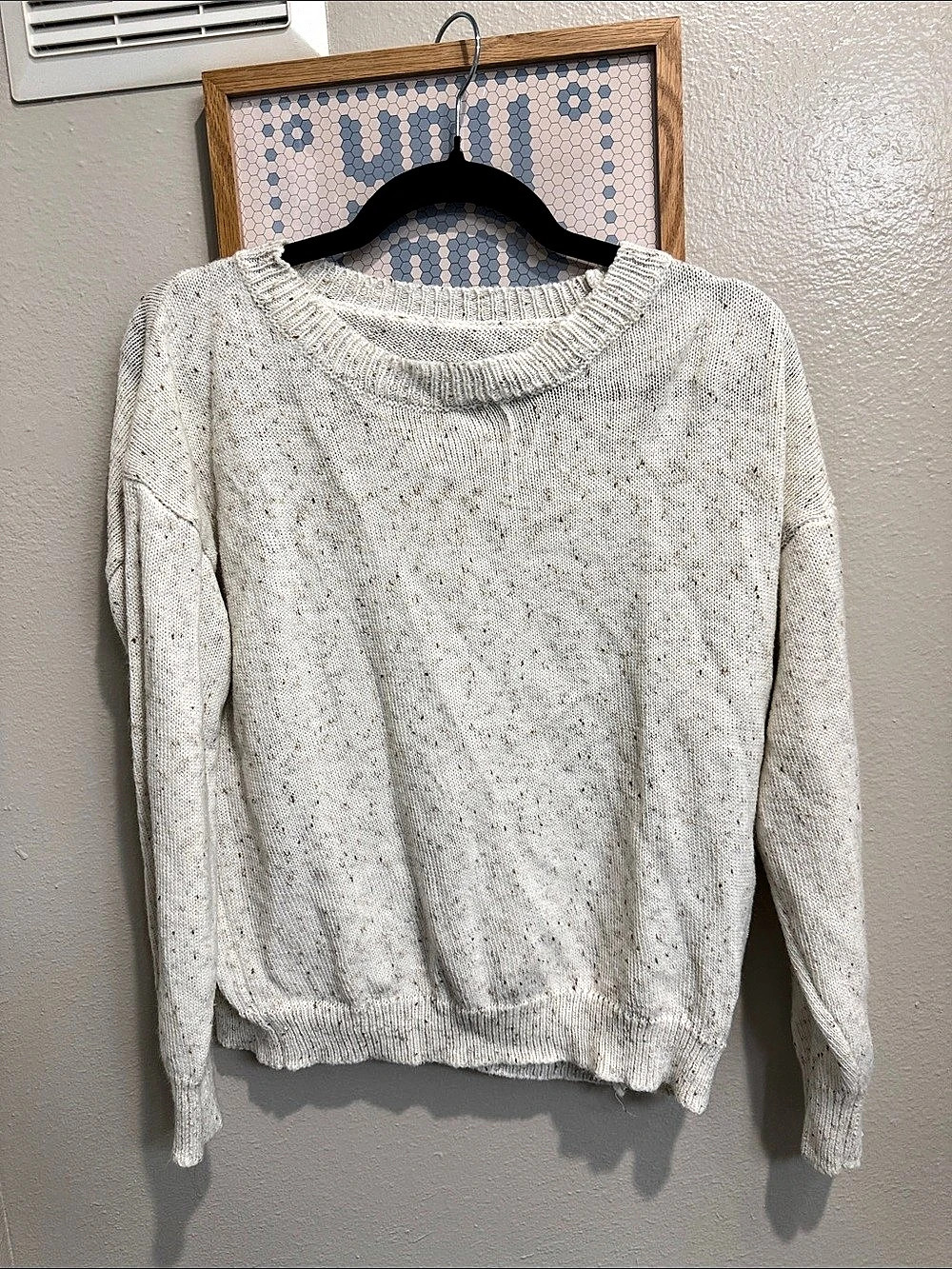 Speckled Crew Neck Sweater in White